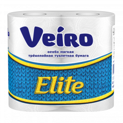 Бумага туалетная ролевая 9С34 Veiro Elite, 3-слойная, 4*10 рулонов в упаковке,(48 на паллете)