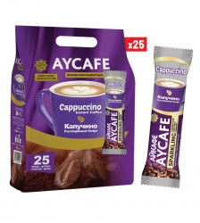 Айкафе быстрорастворимый Кофе Капучино в саше 15 гр. 25 шт в упаковке, 12-упаковки в короб