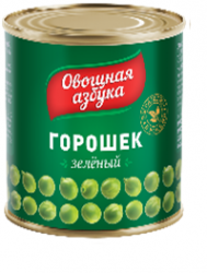 Консервы овощные Горошек зелёный "Овощная Азбука", ж/б 400 г