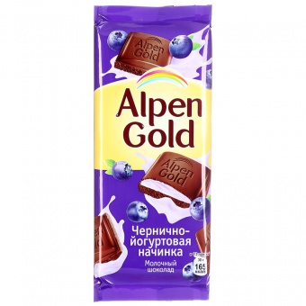 Шоколад "Alpen Gold" молочный черника-йогурт 21 шт /90 гр